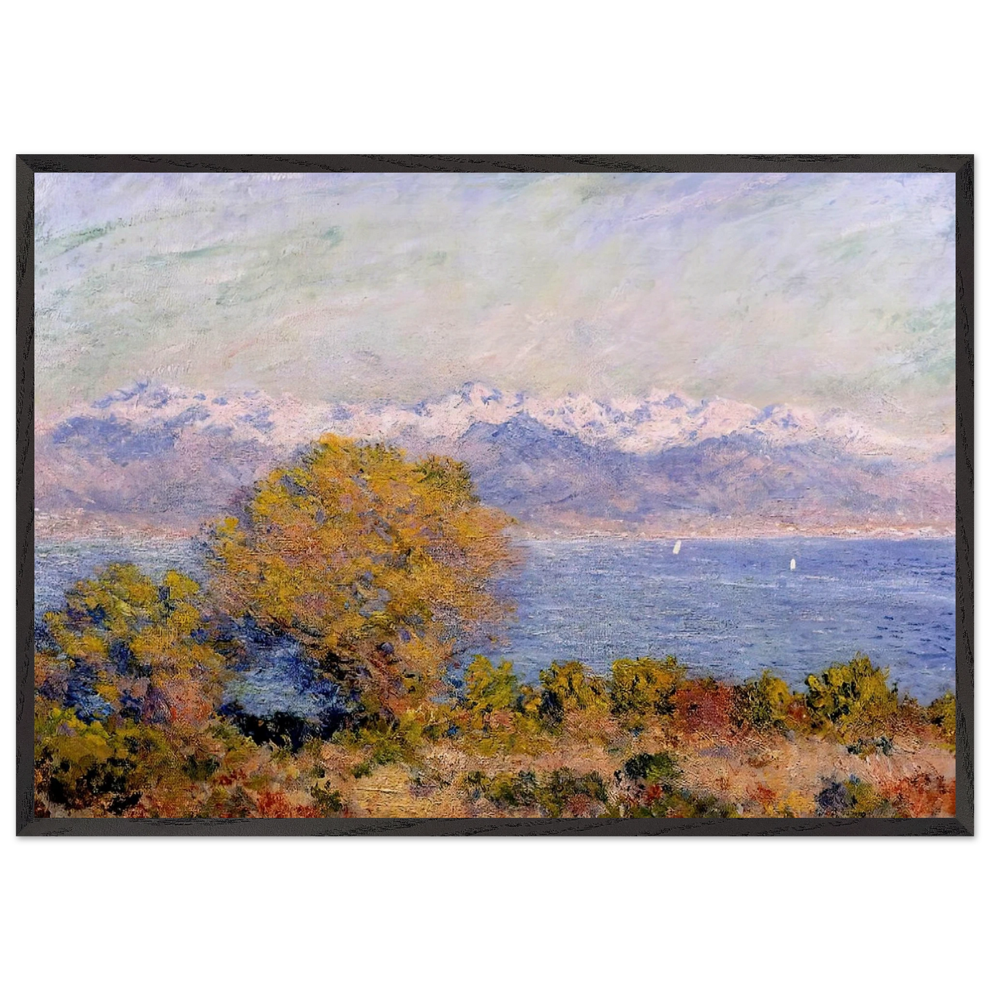 The Alps Seen from Cap dAntibes - claude monet Framed Art Print – Black Wooden Frame - Default Title - -Framed Art Print