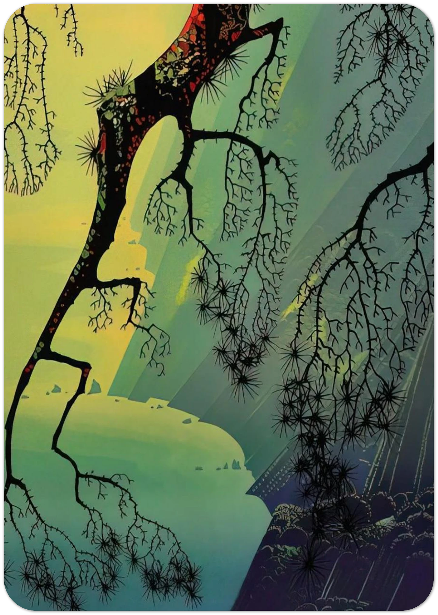 Fog Mist By Eyvind Earle Pack of 10 Post Cards | Eyvind Earle Post Cards | A6 (10.5 x 14.8 cm) - 4.1 x 5.8 inches