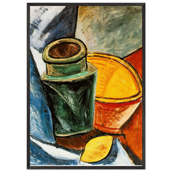 Wall artStill life with lemons N1 - Pablo Picasso 70x100 cm / 28x40 inches Framed Art Print – Black Wooden Frame