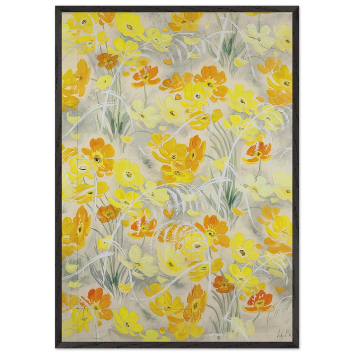 Orange and Yellow Flowers - Post-Impressionism - Le Pho 70x100 cm / 28x40 inches Framed Art Print – Black Wooden Frame