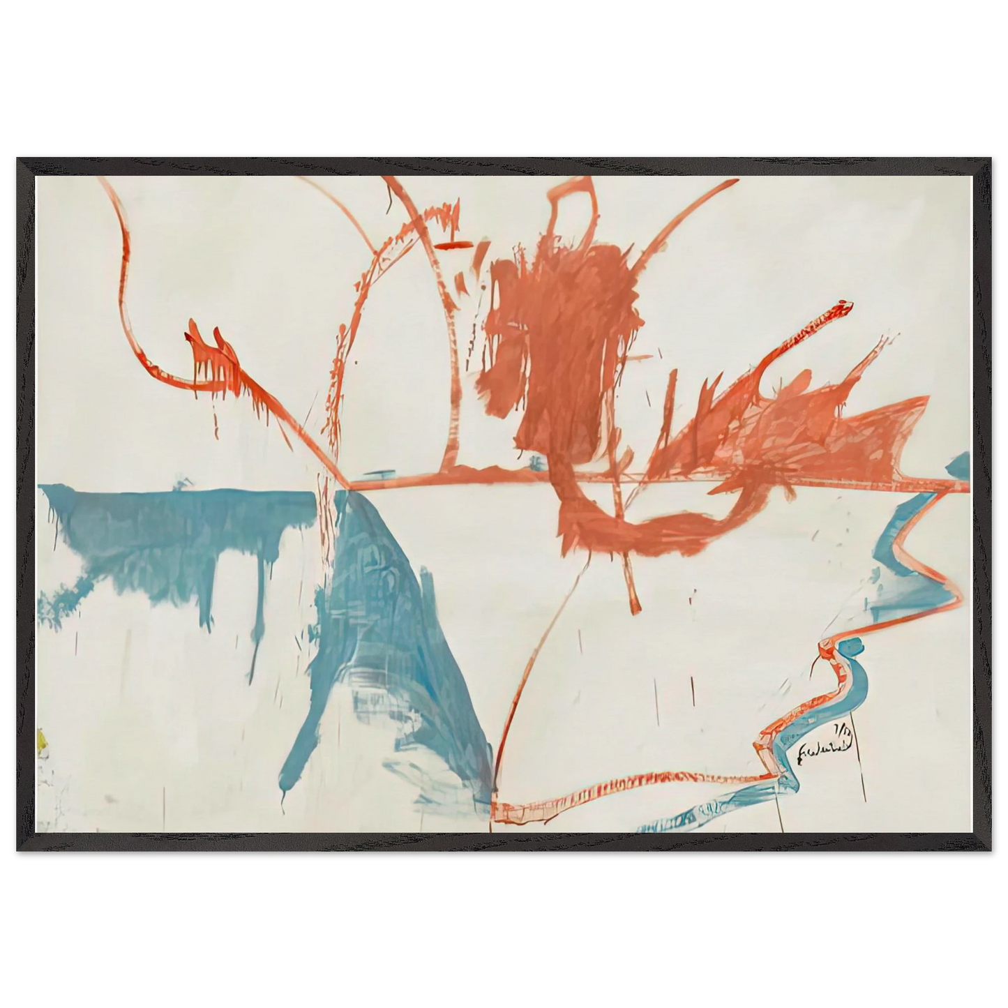 French Horizon 1958- - Helen Frankenthaler 70x100 cm / 28x40 inches Framed Art Print – Black Wooden Frame