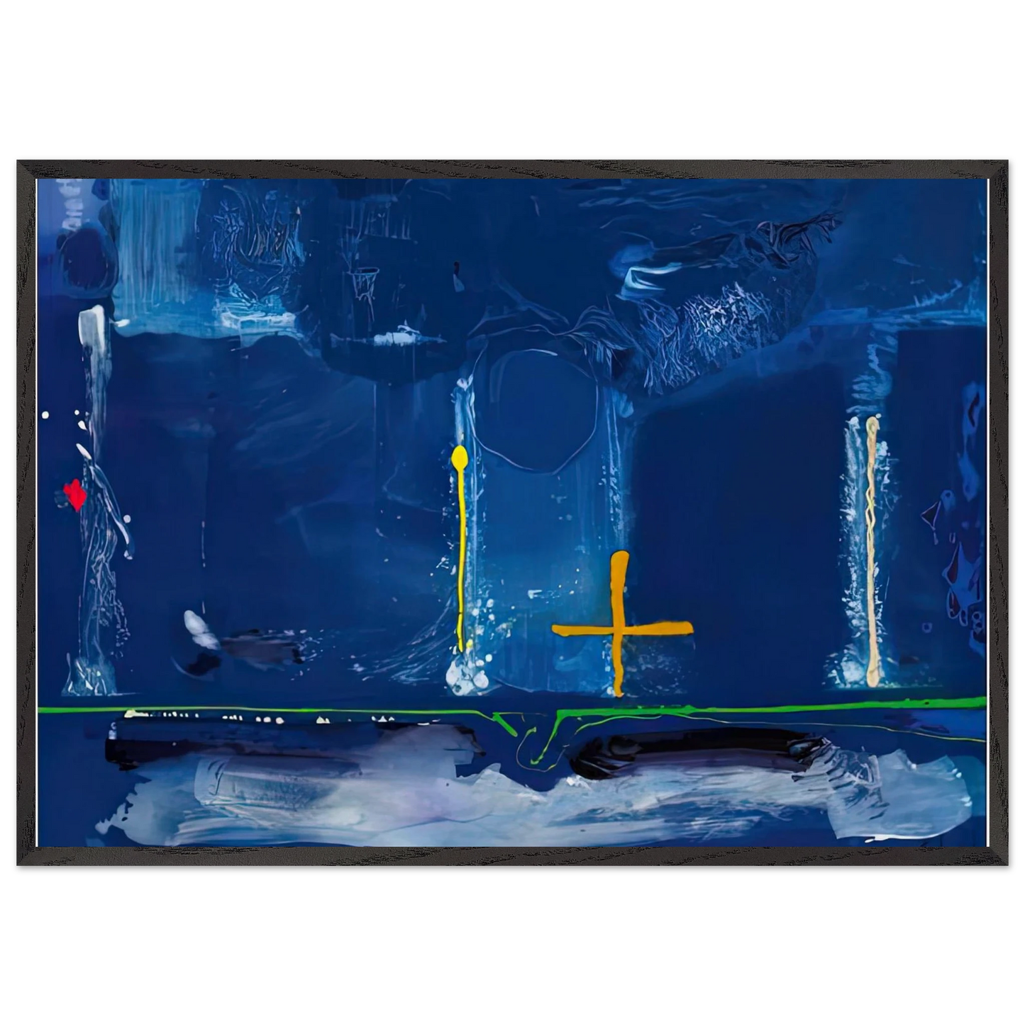 Sister Sky 1991- - Helen Frankenthaler 70x100 cm / 28x40 inches Framed Art Print – Black Wooden Frame