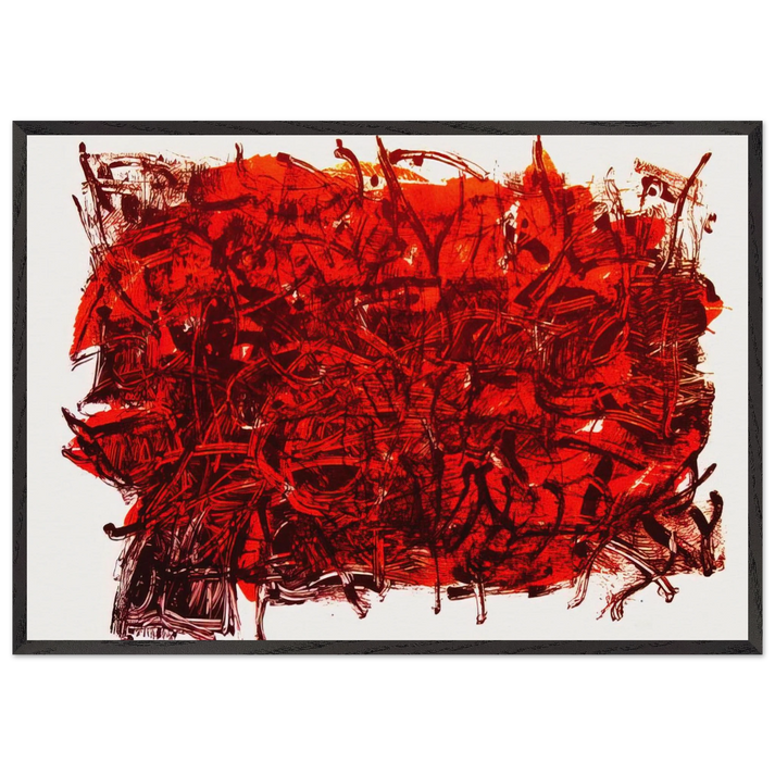 Leaves III - Jean-Paul Riopelle 70x100 cm / 28x40 inches Framed Art Print – Black Wooden Frame