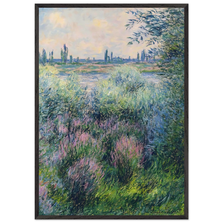 Spot on the Banks of the Seine - claude monet 70x100 cm / 28x40 inches Framed Art Print – Black Wooden Frame