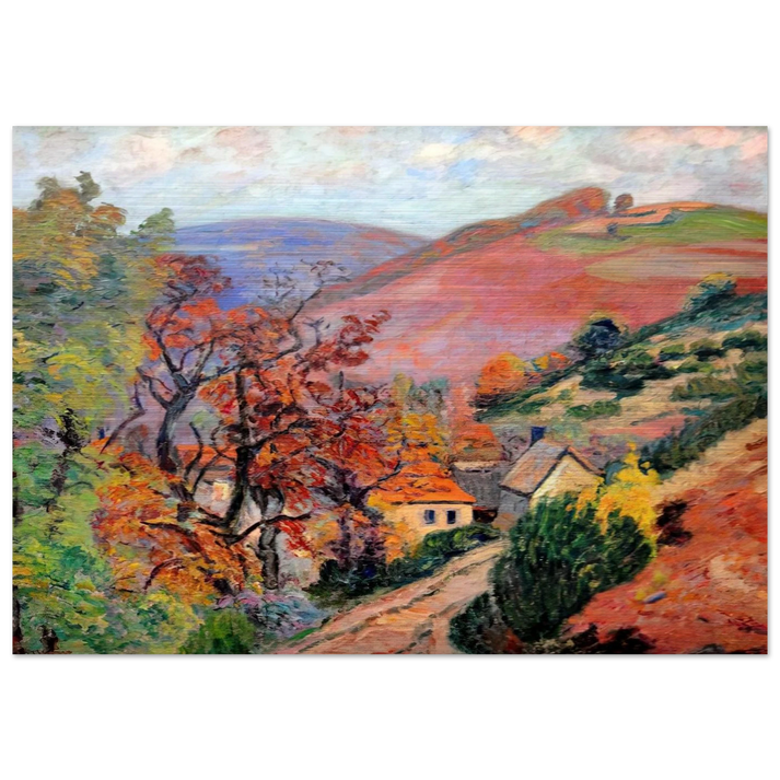Mountain Landscape - Pontgibaud, village in Peschadoire - Armand Guillaumin Brushed Aluminum Print - 70x100 cm / 28x40 inches | Armand Guillaumin Aluminum Print | Armand Guillaumin Prints