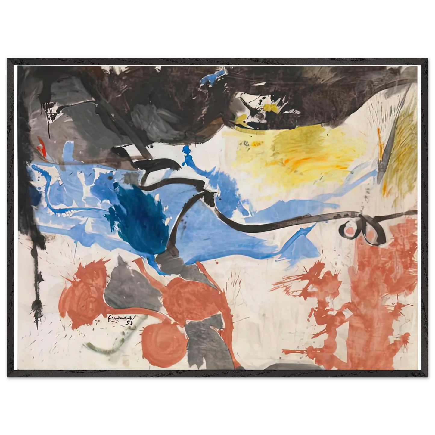 Helen Frankenthaler - Hotel Cro-Magnon, 1958- Wall Art - 30x40 cm / 12x16 inches - Premium Wooden Framed Poster With Fine Art Paper - White frame