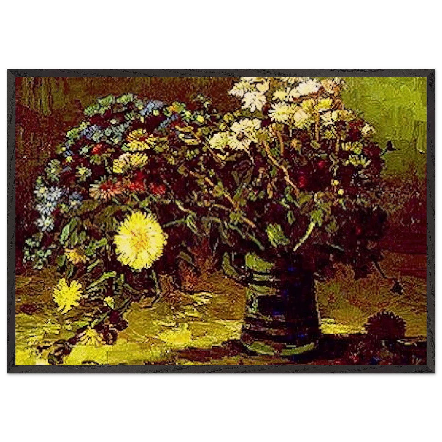 Vase with Daisies - Vincent van Gogh Framed Art Print – Black Wooden Frame - Default Title - -Framed Art Print