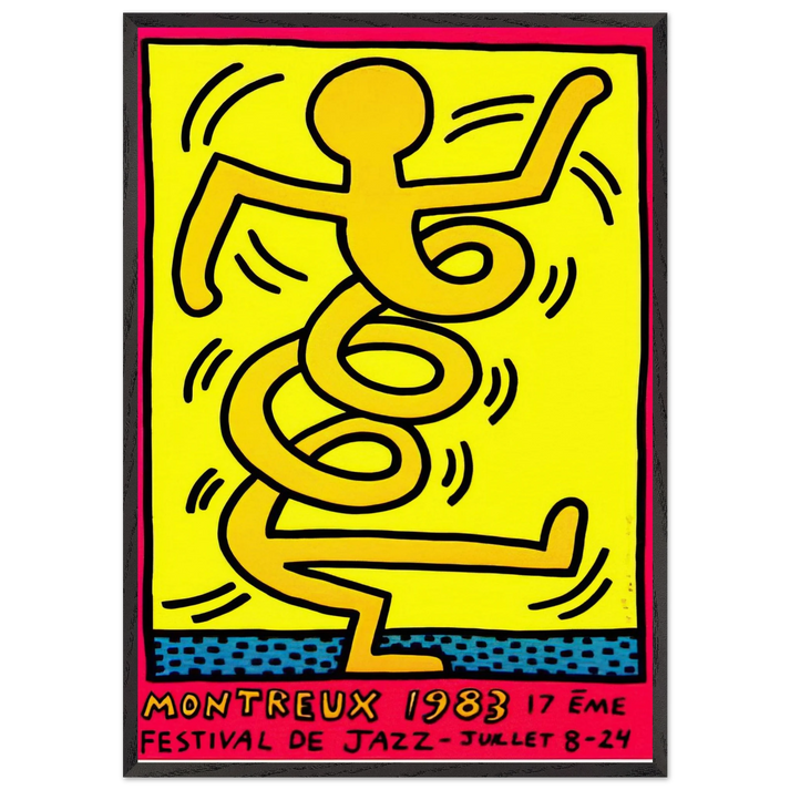 MONTREUX 1983 N2 - Keith Haring 70x100 cm / 28x40 inches Framed Art Print – Black Wooden Frame