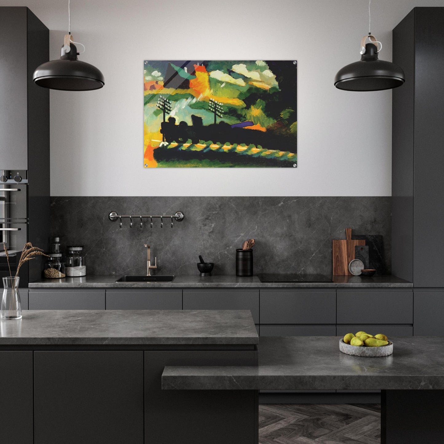 MURNAU VIEW WITH RAILWAY AND CASTLE 1909 - Wassily Kandinsky Acrylic Print - 70x100 cm / 28x40″ inches