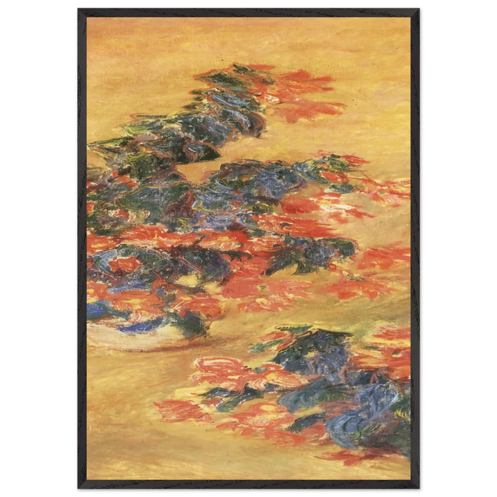 Red azaleas in a Pot - claude monet 70x100 cm / 28x40 inches Framed Art Print – Black Wooden Frame