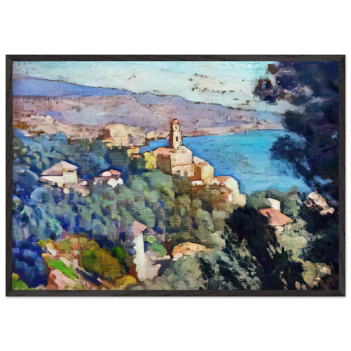 MORTULA AT GRIMALDI - Theo van Rysselberghe 70x100 cm / 28x40 inches Framed Art Print – Black Wooden Frame