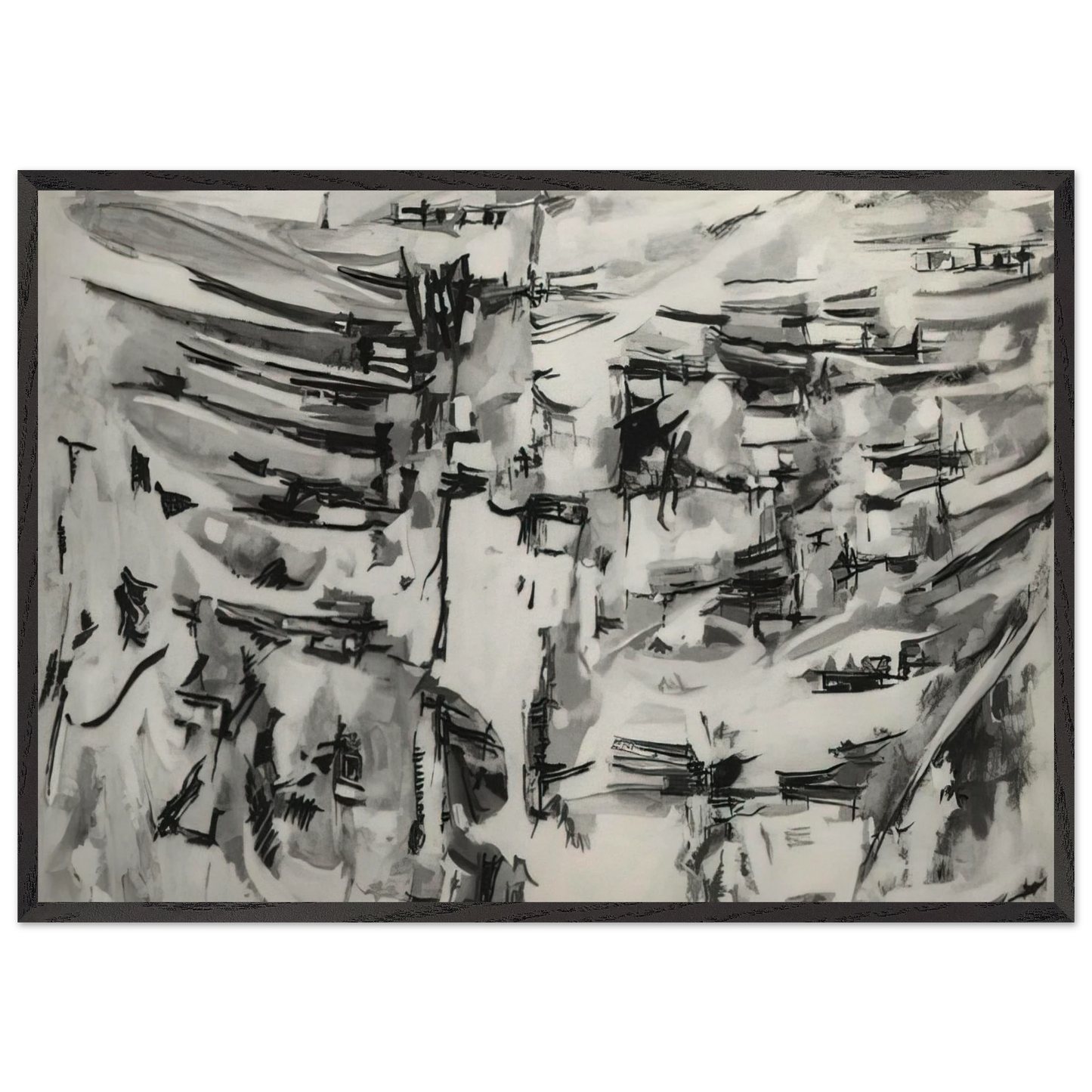 Composition - 1955 N1 - Maria Helena Vieira da Silva 70x100 cm / 28x40 inches Framed Art Print – Black Wooden Frame