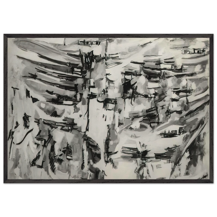 Composition - 1955 N1 - Maria Helena Vieira da Silva 70x100 cm / 28x40 inches Framed Art Print – Black Wooden Frame