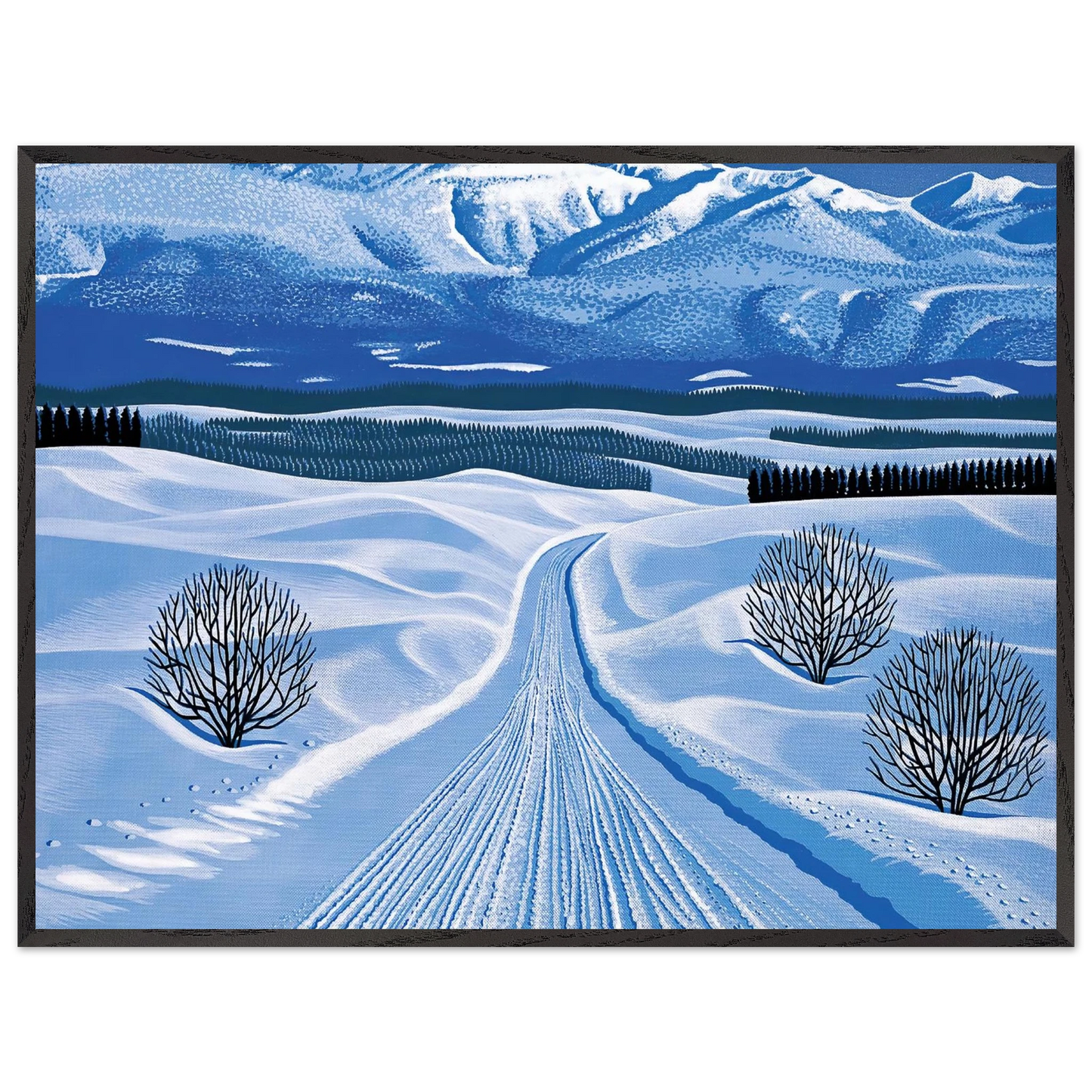 Hiroshi Nagai - Winter Roads Wall Art - 60x80 cm / 24x32 inches - Fine Art Poster - -