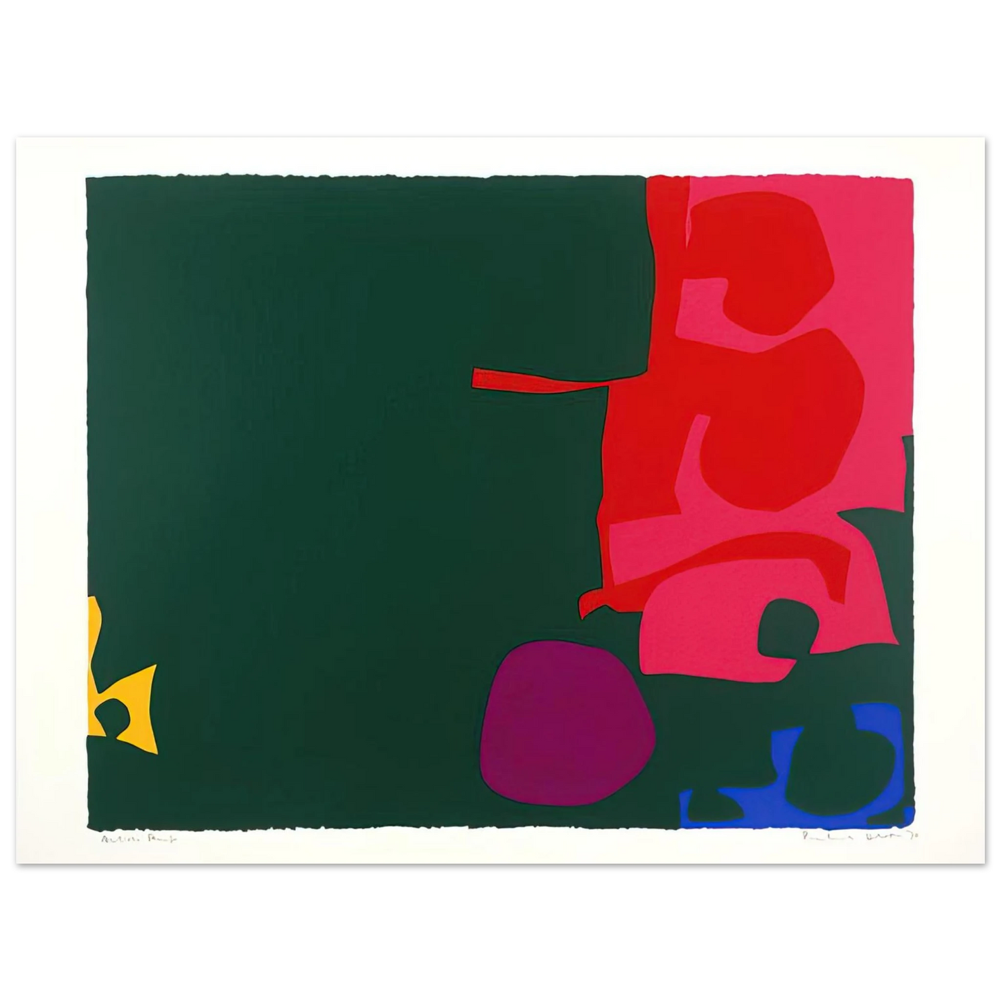 Patrick Heron - Interlocking Scarlet and Pink in Deep Green - 1970 Fine Art Poster - Default Title