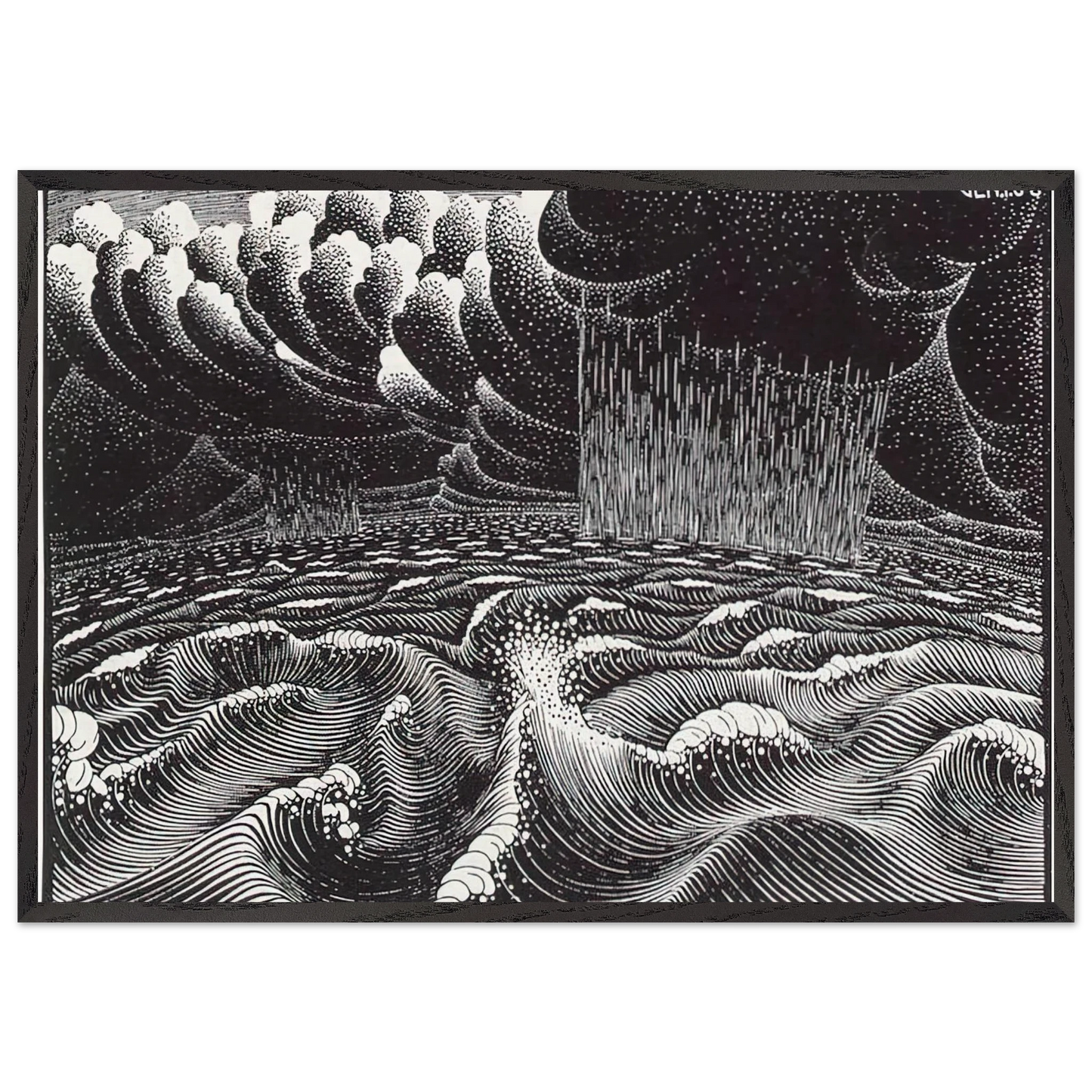 THE 2ND DAY OF THE CREATION - MC Escher Framed Art Print – Black Wooden Frame - Default Title - -Framed Art Print