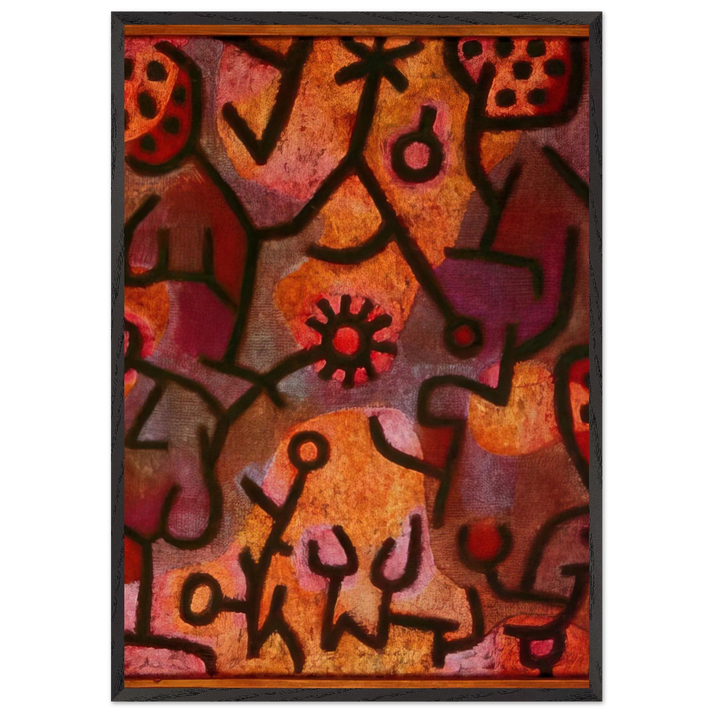 FLORA ON ROCKS SUN 1940 - Paul Klee 70x100 cm / 28x40 inches Framed Art Print – Black Wooden Frame