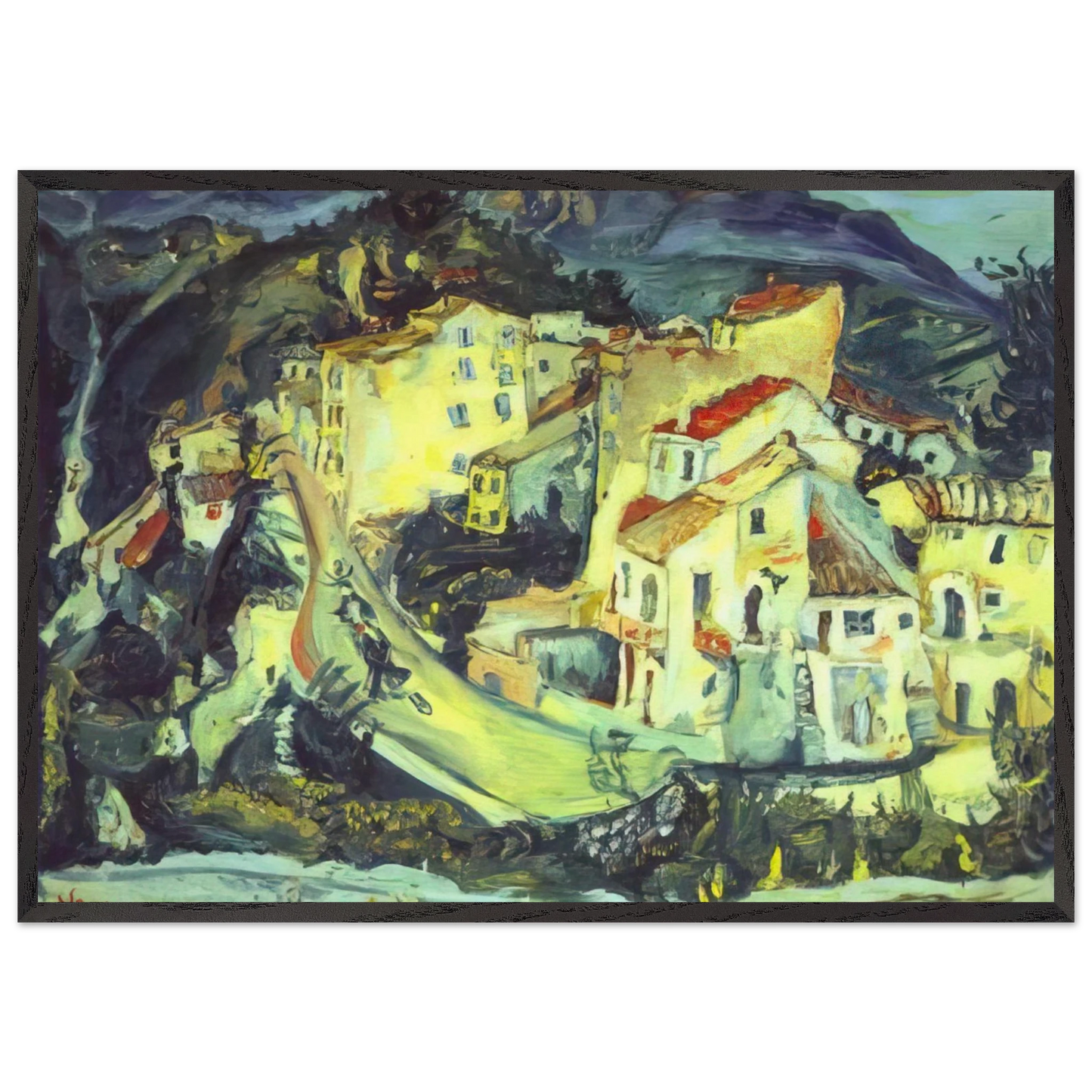 LANDSCAPE OF CAGNES - Chaim Soutine 70x100 cm / 28x40 inches Framed Art Print – Black Wooden Frame