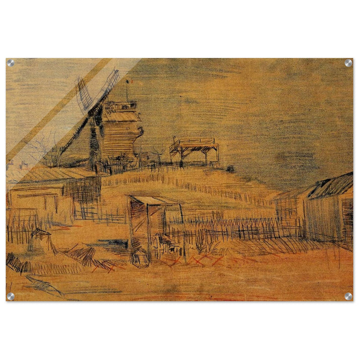 Gardens on Montmartre and the Blute-Fin Windmill - Vincent van Gogh Acrylic Print - 70x100 cm / 28x40″ inches