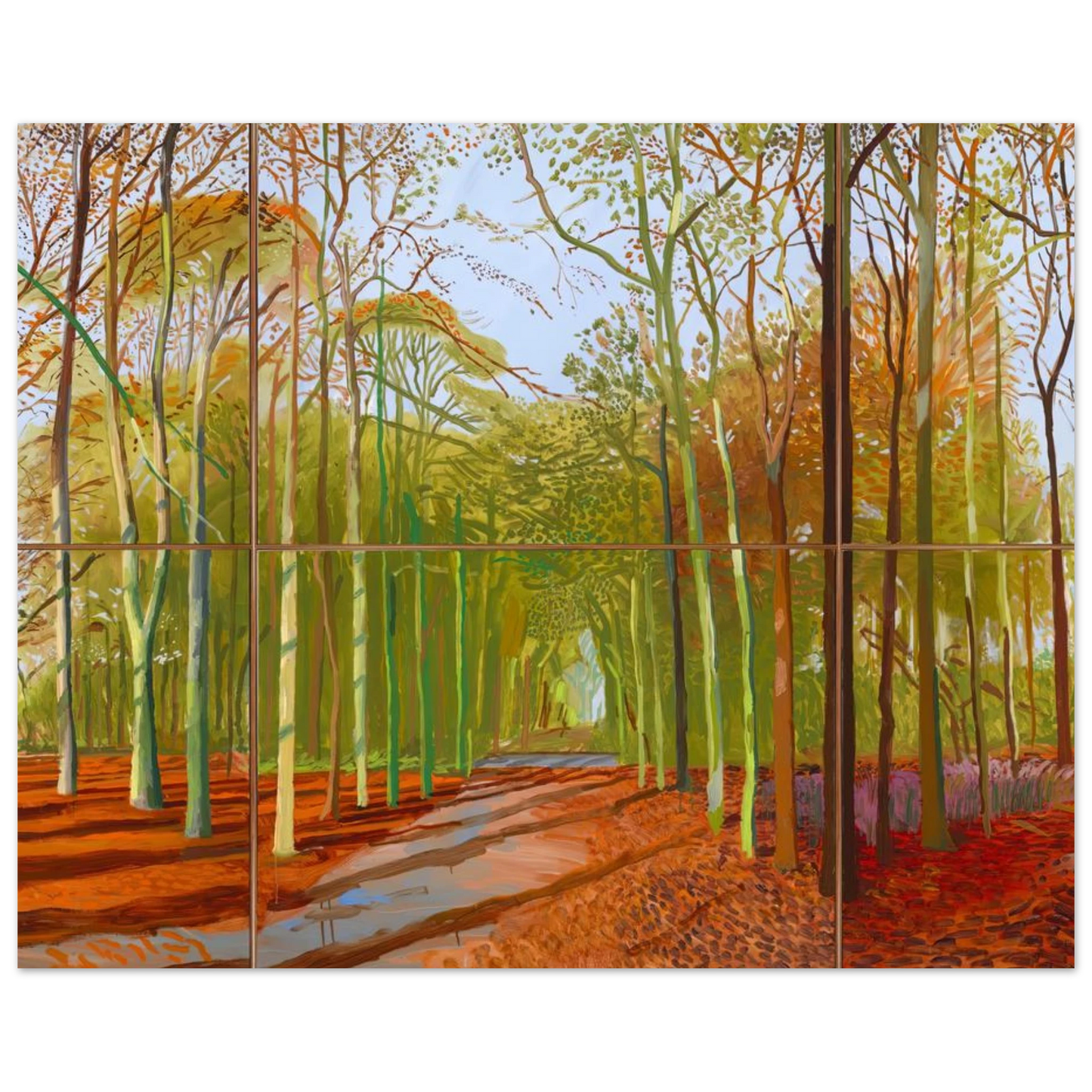 David Hockney - Woldgate Woods, 21, 23 & 29 November 2006 - 40x60 cm / 16x24 inches - Premium Wooden Framed Poster With Fine Art Paper-canvas - White frame