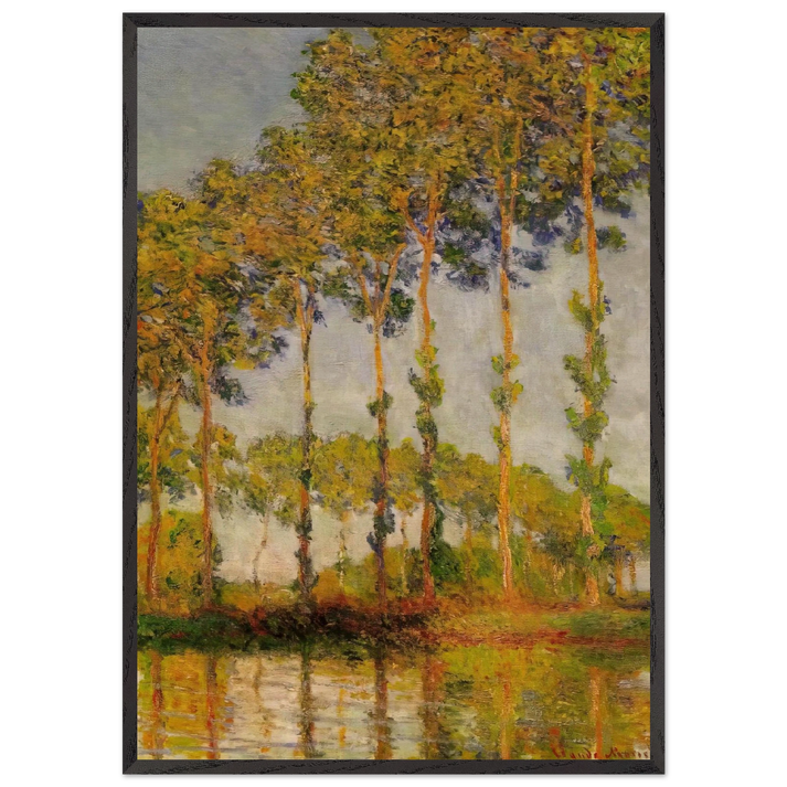 Poplars Row in Autumn - claude monet 70x100 cm / 28x40 inches Framed Art Print – Black Wooden Frame