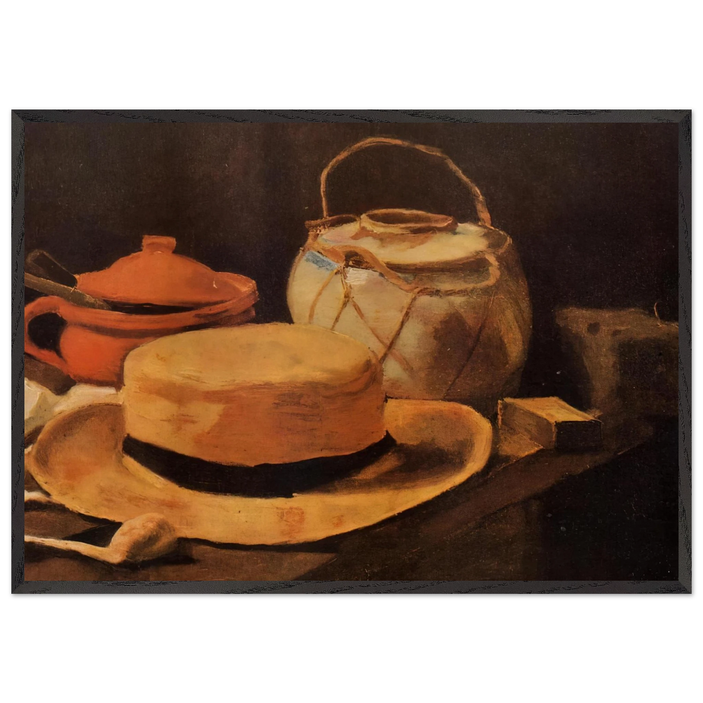 Still Life with Yellow Hat - Vincent van Gogh Framed Art Print – Black Wooden Frame - Default Title - -Framed Art Print