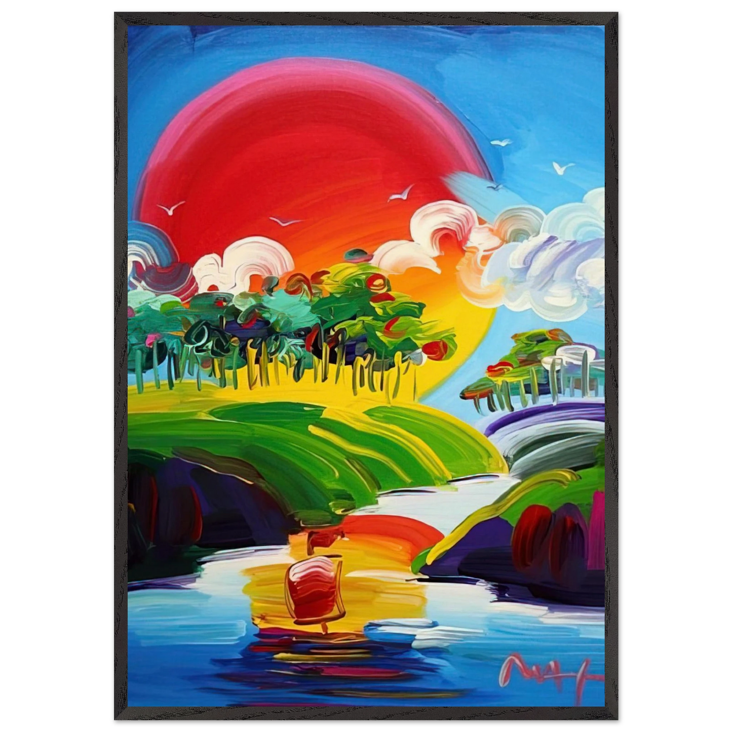 WITHOUT BORDERS 2011 - Peter Max Framed Art Print – Black Wooden Frame - Default Title - -Framed Art Print