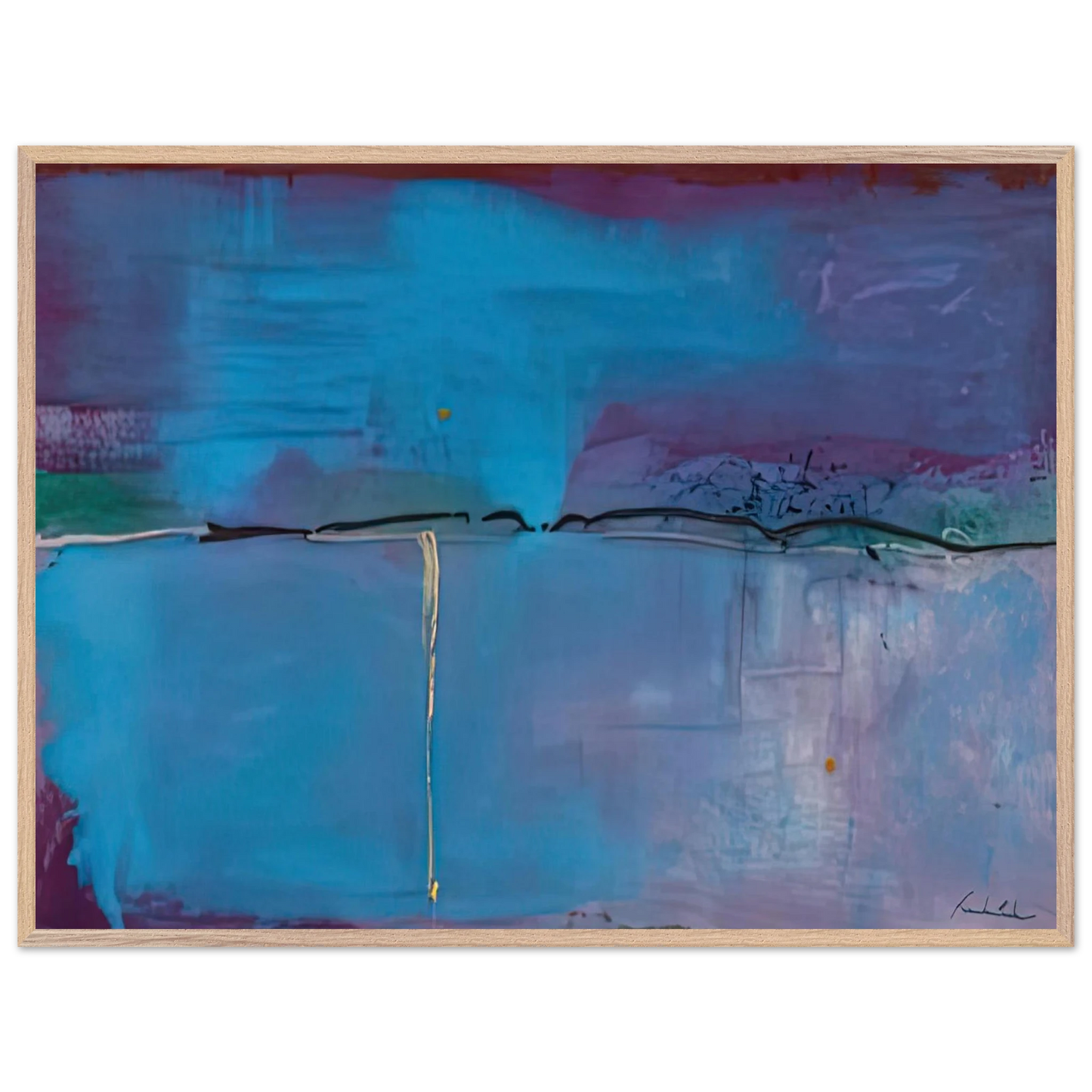 Helen Frankenthaler - Zone Blue, 1994- Wall Art - 30x40 cm / 12x16 inches - Premium Wooden Framed Poster With Fine Art Paper - White frame