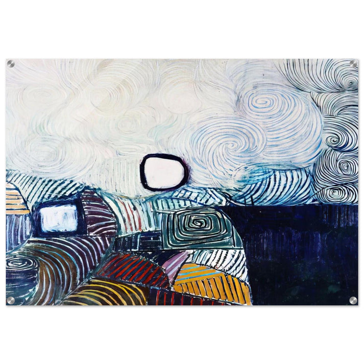 Spiral Development in Green Violet Blue Gold - 1951 - Victor Pasmore Acrylic Print - 70x100 cm / 28x40″ inches | Victor Pasmore Wall Art | Victor Pasmore Prints