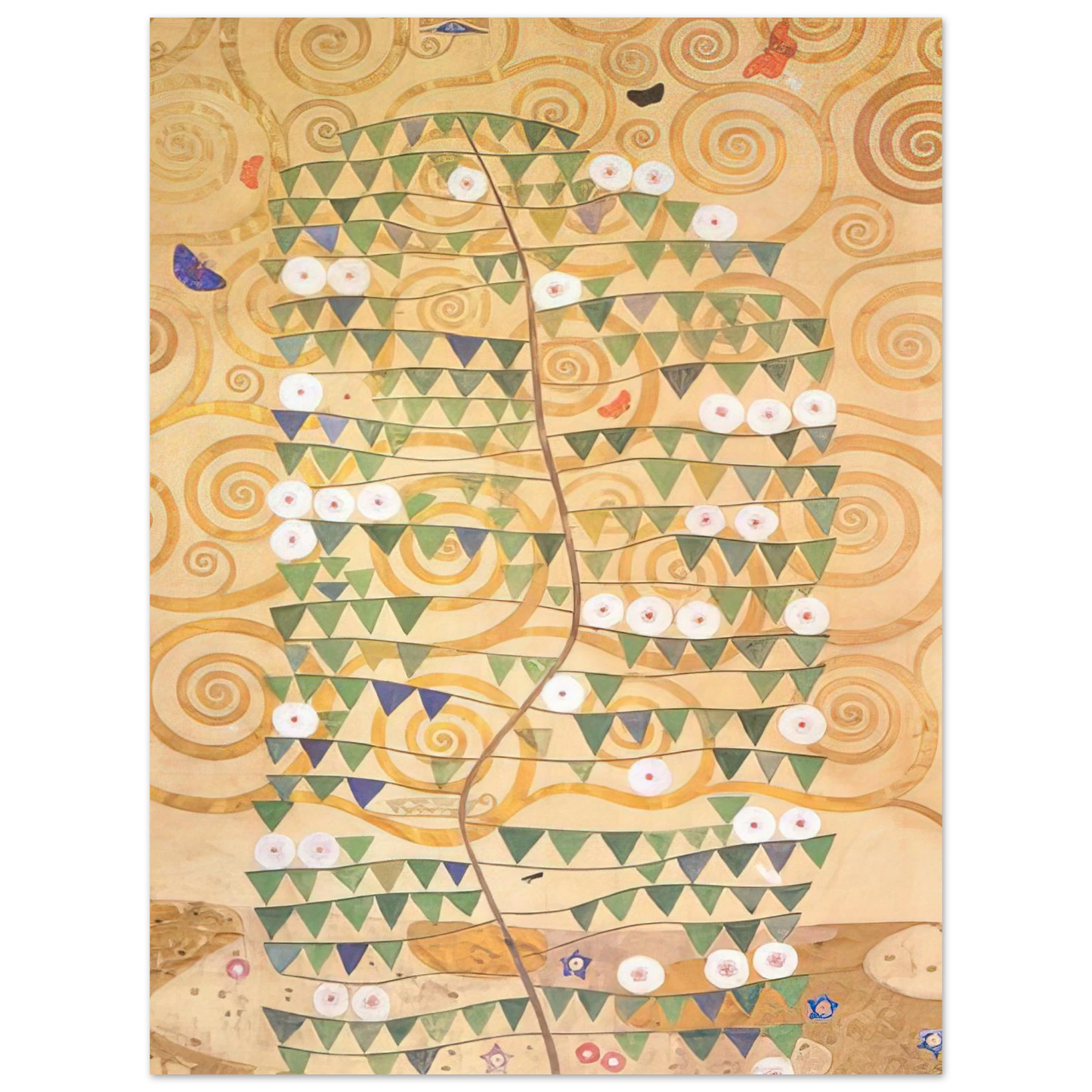 Gustav Klimt - CARTOON FOR THE FRIEZE OF THE VILLA STOCLET IN BRUSSELS RIGHT PART OF THE TREE OF LIFE 1909 Fine Art Poster - Default Title