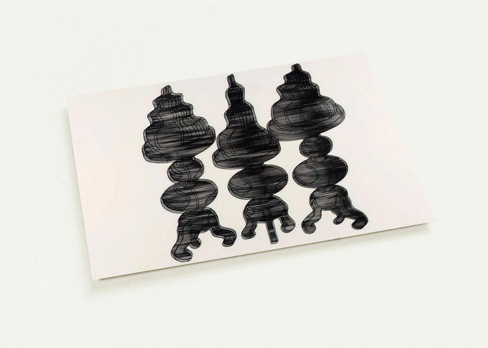 3 Cakes on Swivel Chairs - 1971 By Dieter Roth Pack of 10 Post Cards | Dieter Roth Post Cards | A6 (10.5 x 14.8 cm) - 4.1 x 5.8 inches