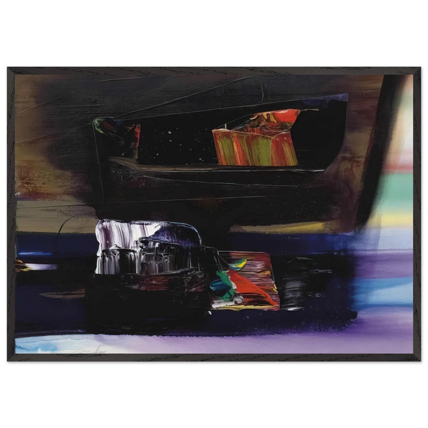 Phenomena Tibetan Clay Offering - Paul Jenkins 70x100 cm / 28x40 inches Framed Art Print – Black Wooden Frame