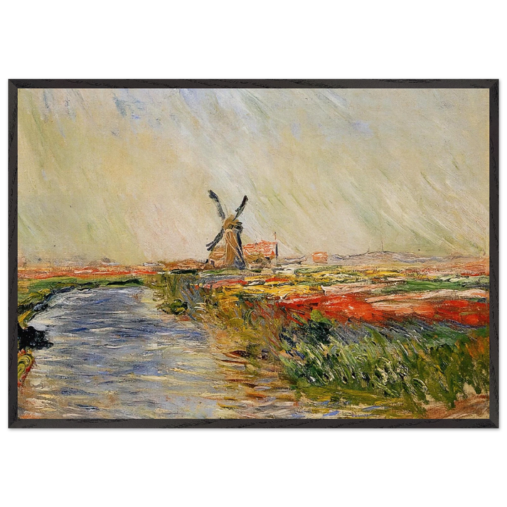 Tulip Field in Holland - claude monet 70x100 cm / 28x40 inches Framed Art Print – Black Wooden Frame
