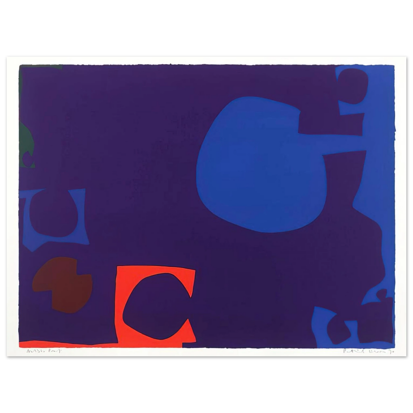 Patrick Heron - Blue and Deep Violet with Orange, Brown and Green - 1970 Fine Art Poster - Default Title