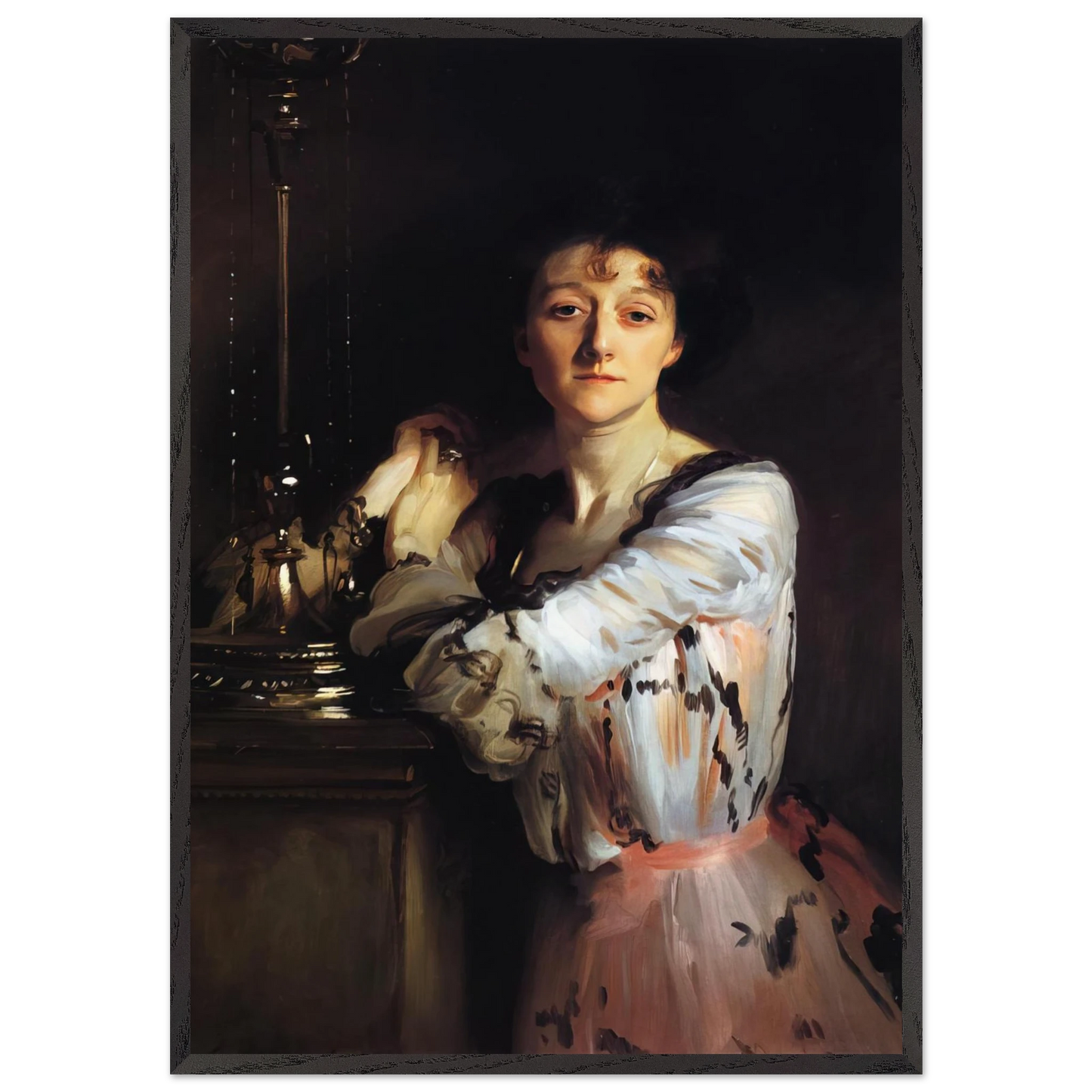 Mrs Charles Russell - John Singer Sargent 70x100 cm / 28x40 inches Framed Art Print – Black Wooden Frame