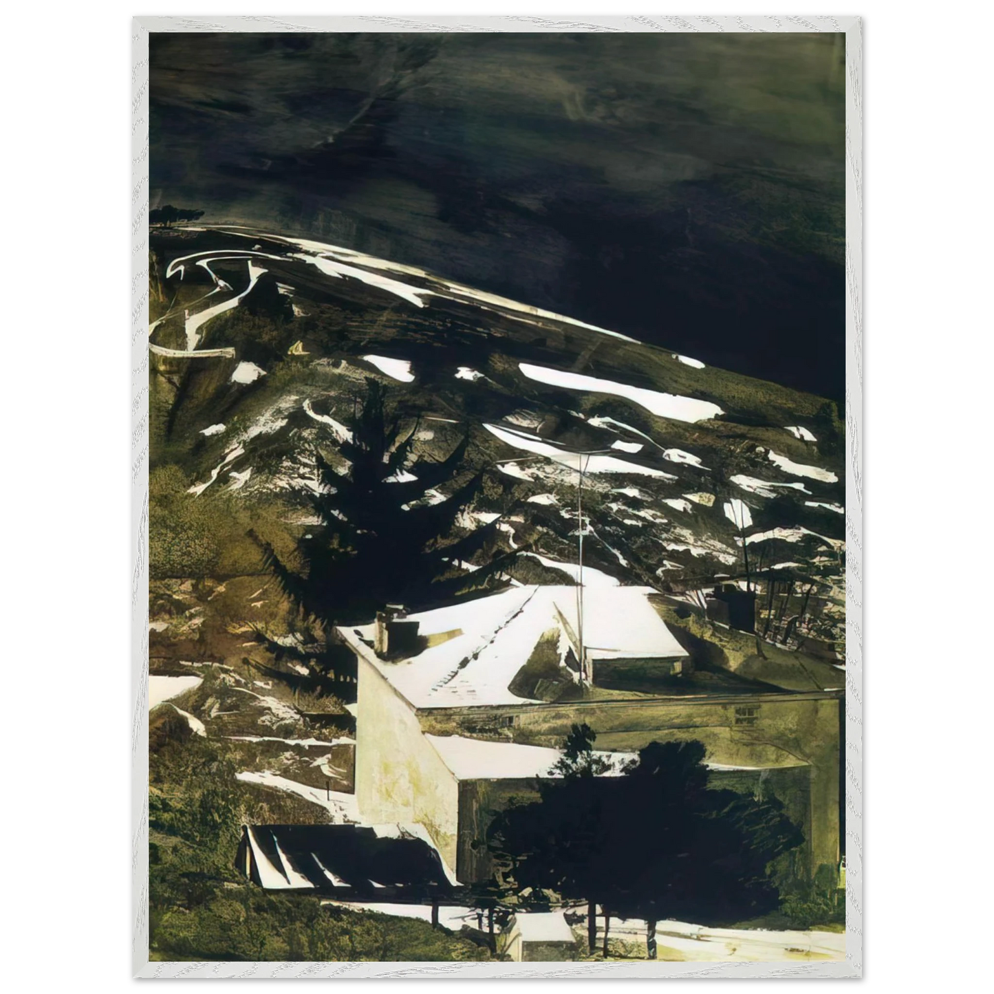 Andrew Wyeth - WOLF MOON 1975 Wall Art - 60x80 cm / 24x32 inches - Premium Wooden Framed Poster With Fine Art Paper - White frame