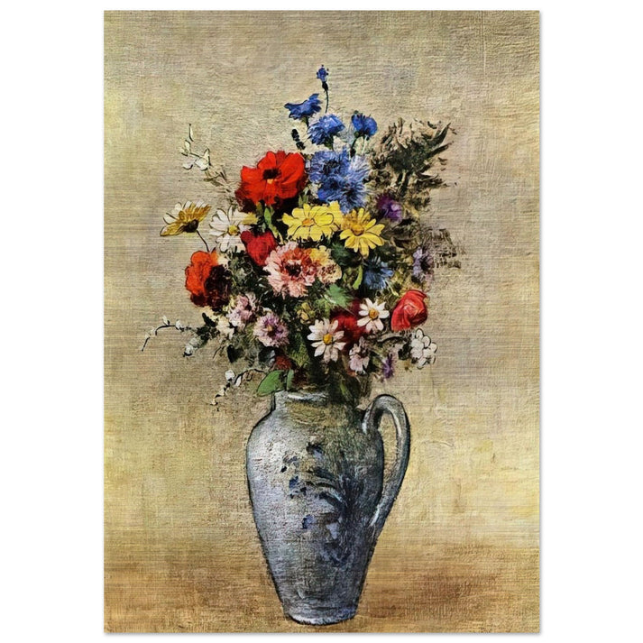 FLOWERS IN A VASE WITH ONE HANDLE - Odilon Redon Brushed Aluminum Print - 70x100 cm / 28x40 inches | Odilon Redon Aluminum Print | Odilon Redon Prints