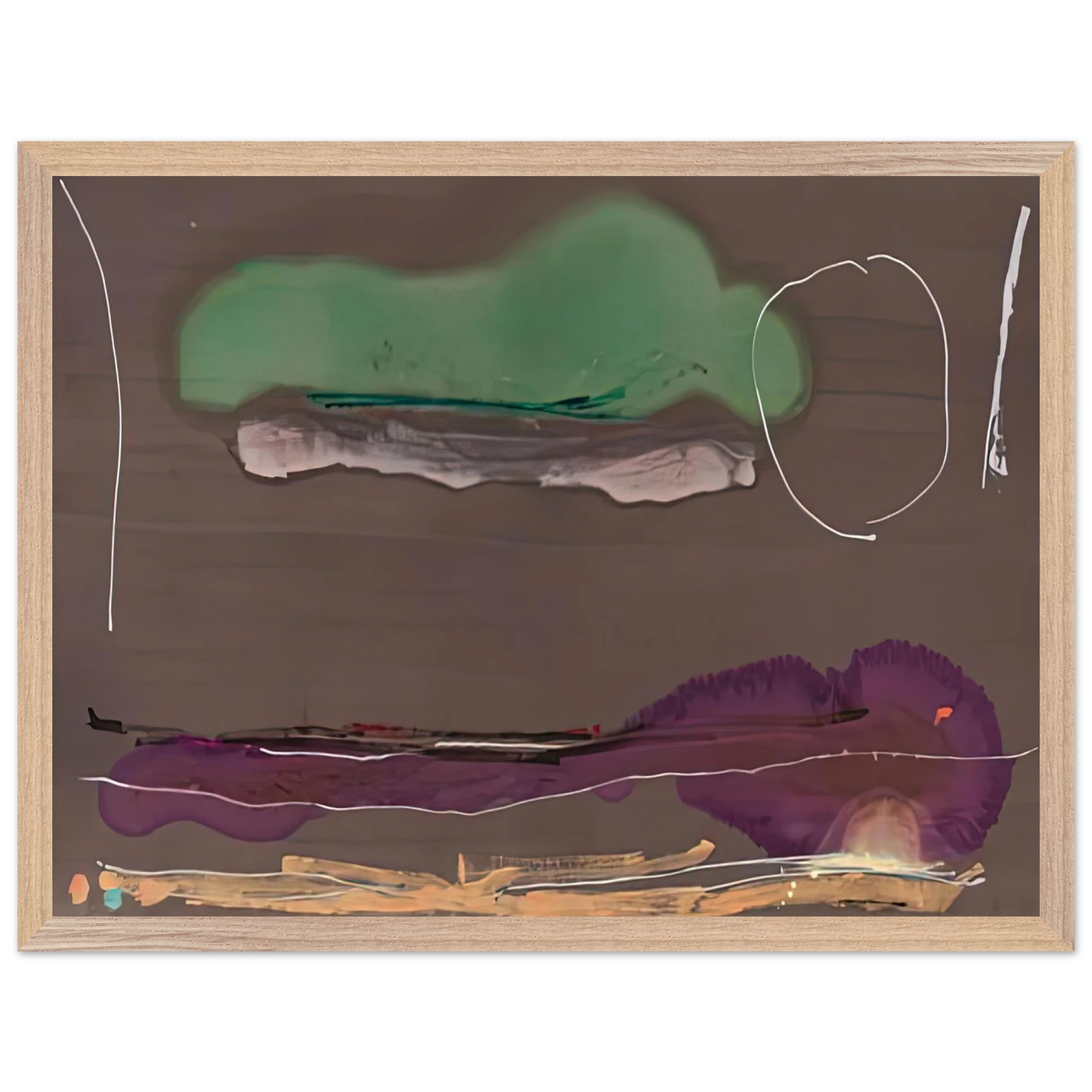 Helen Frankenthaler - Madrid, 1984- Wall Art - 60x80 cm / 24x32 inches - Premium Wooden Framed Poster With Fine Art Paper - Wood frame