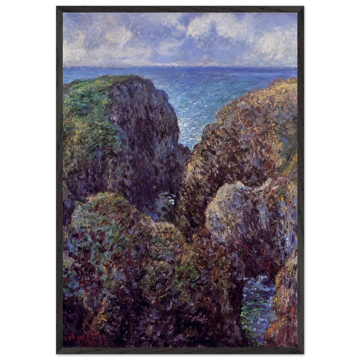 Group of Rocks at Port-Goulphar - claude monet 70x100 cm / 28x40 inches Framed Art Print – Black Wooden Frame