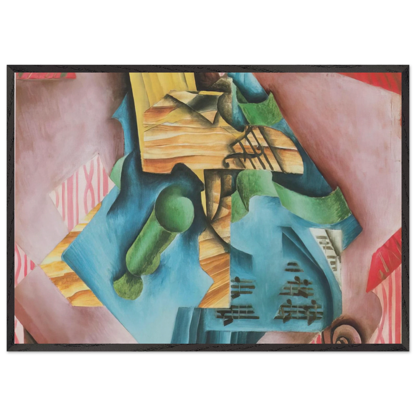VIOLINE AND GLASS 1913 - Juan Gris 70x100 cm / 28x40 inches Framed Art Print – Black Wooden Frame