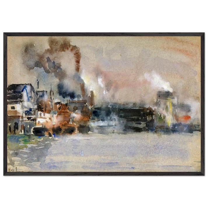 Portland Harbor - Childe Hassam 70x100 cm / 28x40 inches Framed Art Print – Black Wooden Frame