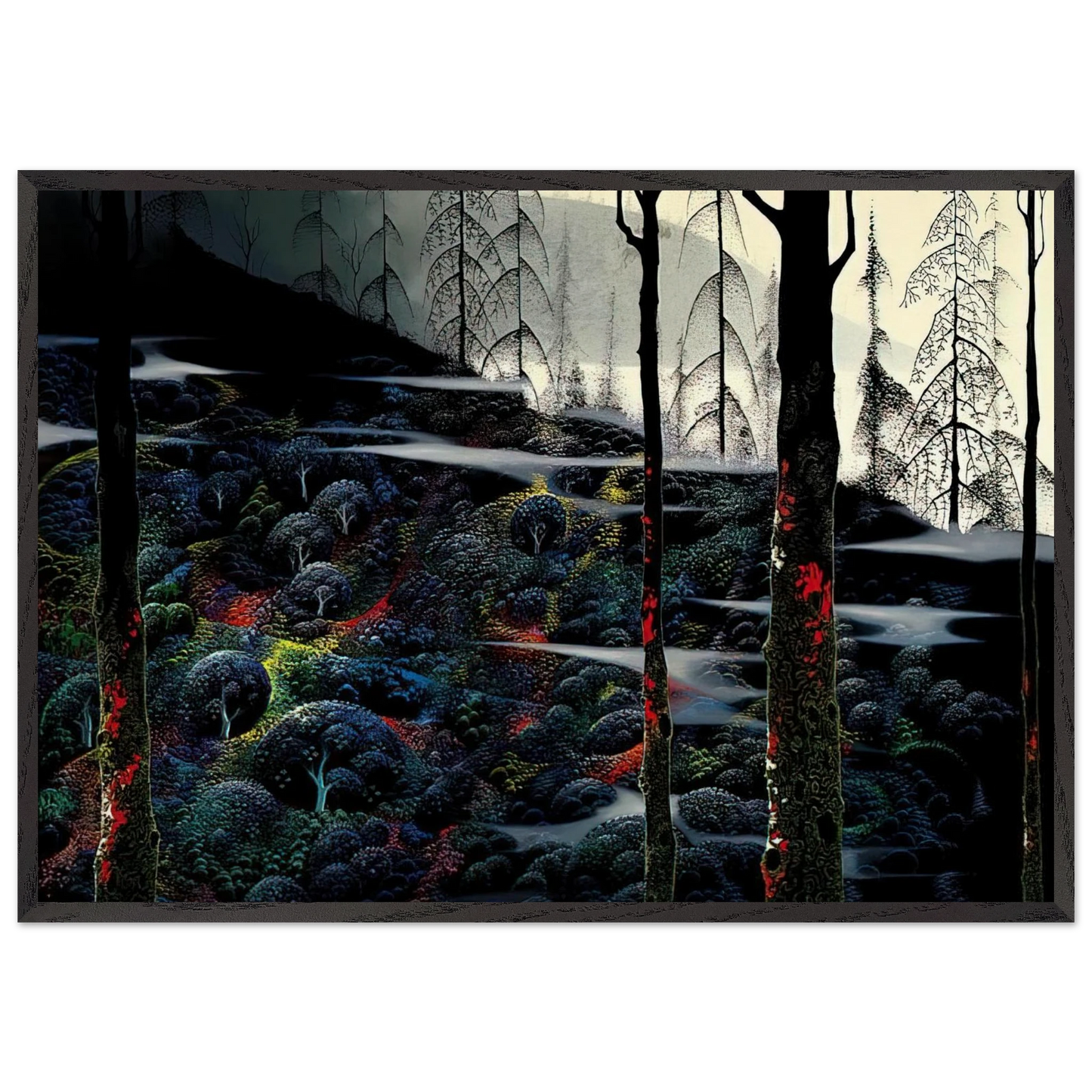 Dawns First Light - Eyvind Earle 70x100 cm / 28x40 inches Framed Art Print – Black Wooden Frame