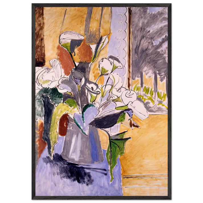 BOUQUET OF FLOWERS ON A VERANDA 1912 - Henri Matisse 70x100 cm / 28x40 inches Framed Art Print – Black Wooden Frame