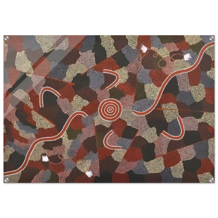 Family Dreaming - Native Art - Clifford Possum Tjapaltjarri Acrylic Print - 70x100 cm / 28x40″ inches