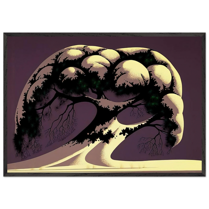 Snow Tree - Eyvind Earle 70x100 cm / 28x40 inches Framed Art Print – Black Wooden Frame