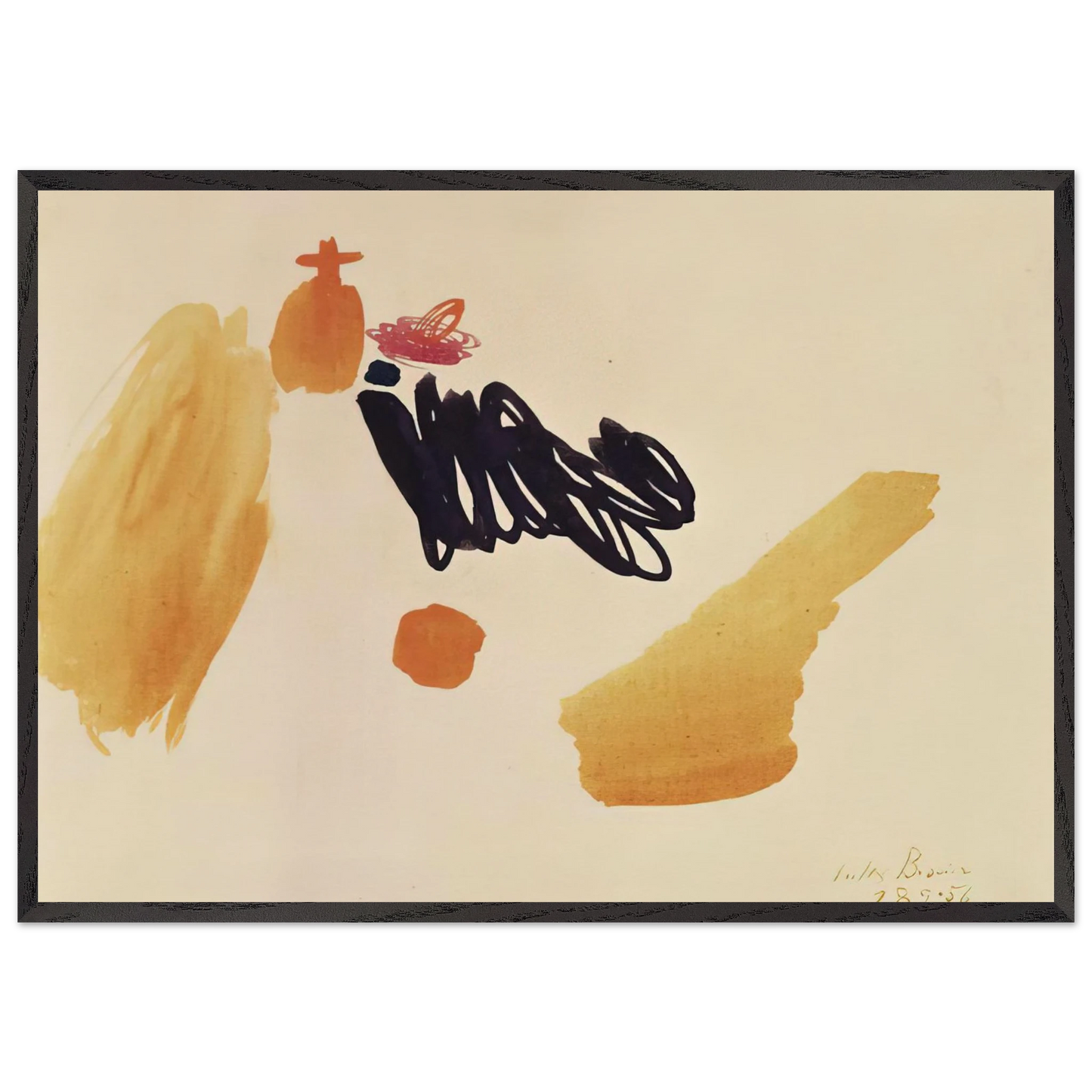 18956 - 1956 - Julius Bissier 70x100 cm / 28x40 inches Framed Art Print – Black Wooden Frame