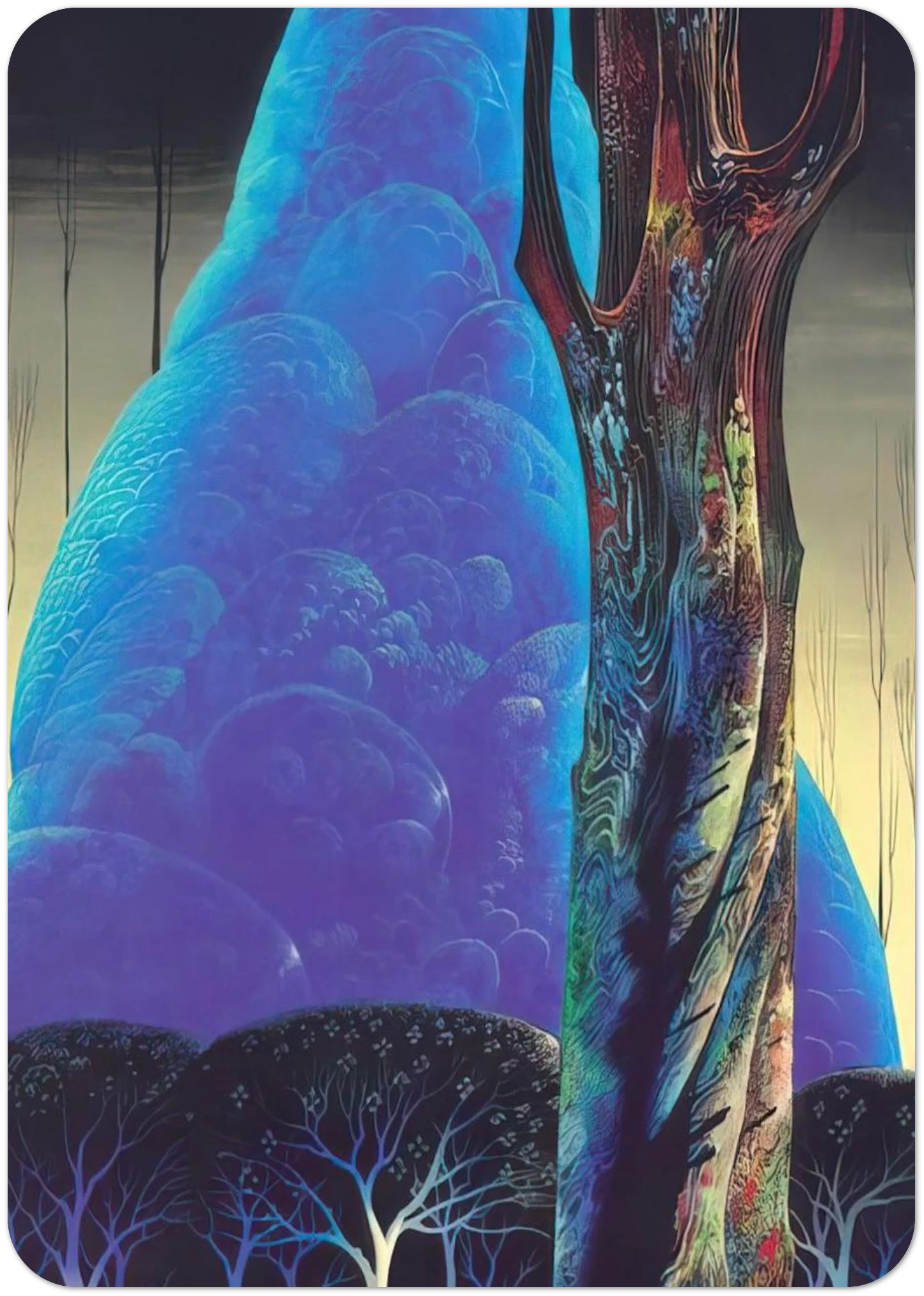 Blue Nocturne By Eyvind Earle Pack of 10 Post Cards | Eyvind Earle Post Cards | A6 (10.5 x 14.8 cm) - 4.1 x 5.8 inches