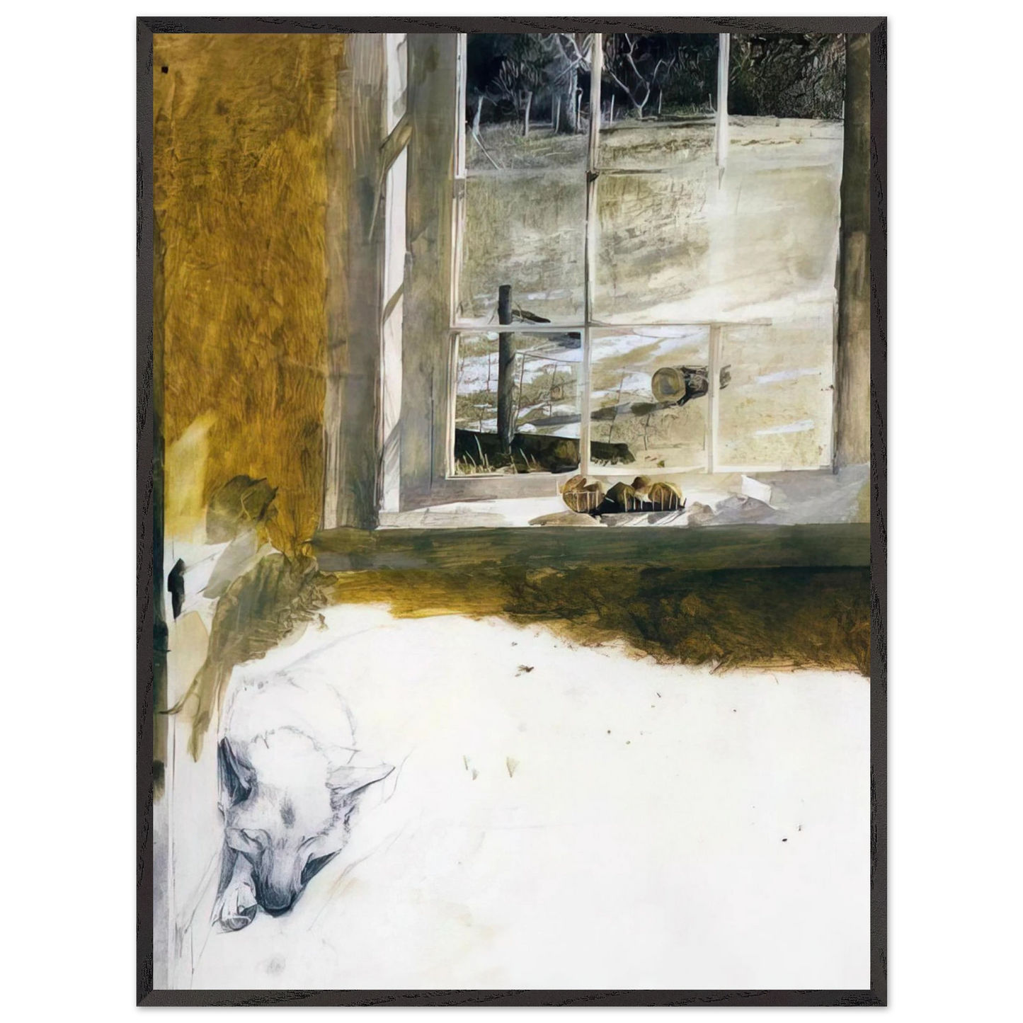 Andrew Wyeth - GROUNDHOG DAY 3 Wall Art - 30x40 cm / 12x16 inches - Premium Wooden Framed Poster With Fine Art Paper - White frame