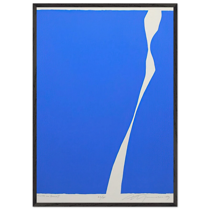 White On Blue II - 1969 - Adja Yunkers 70x100 cm / 28x40 inches Framed Art Print – Black Wooden Frame