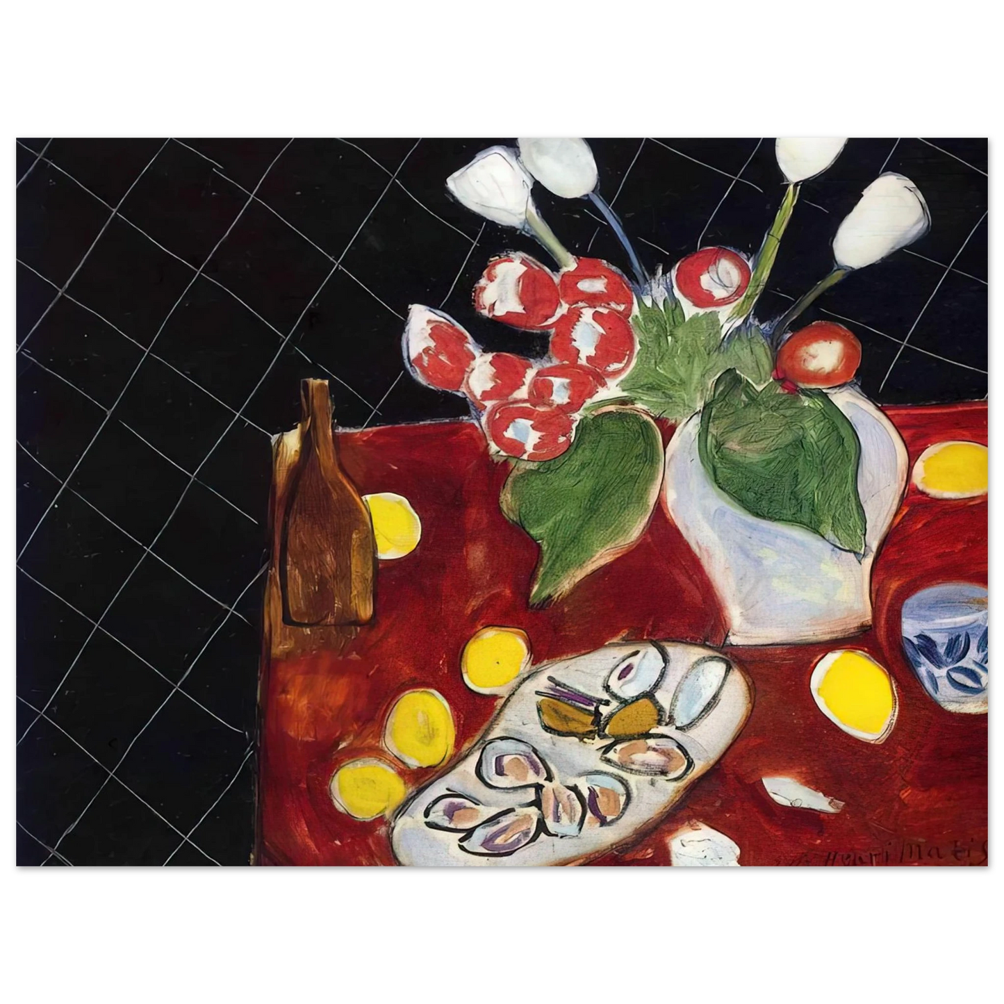 Henri Matisse - TULIPS AND OYSTERS ON A BLACK BACKGROUND 1943 Fine Art Poster - Default Title